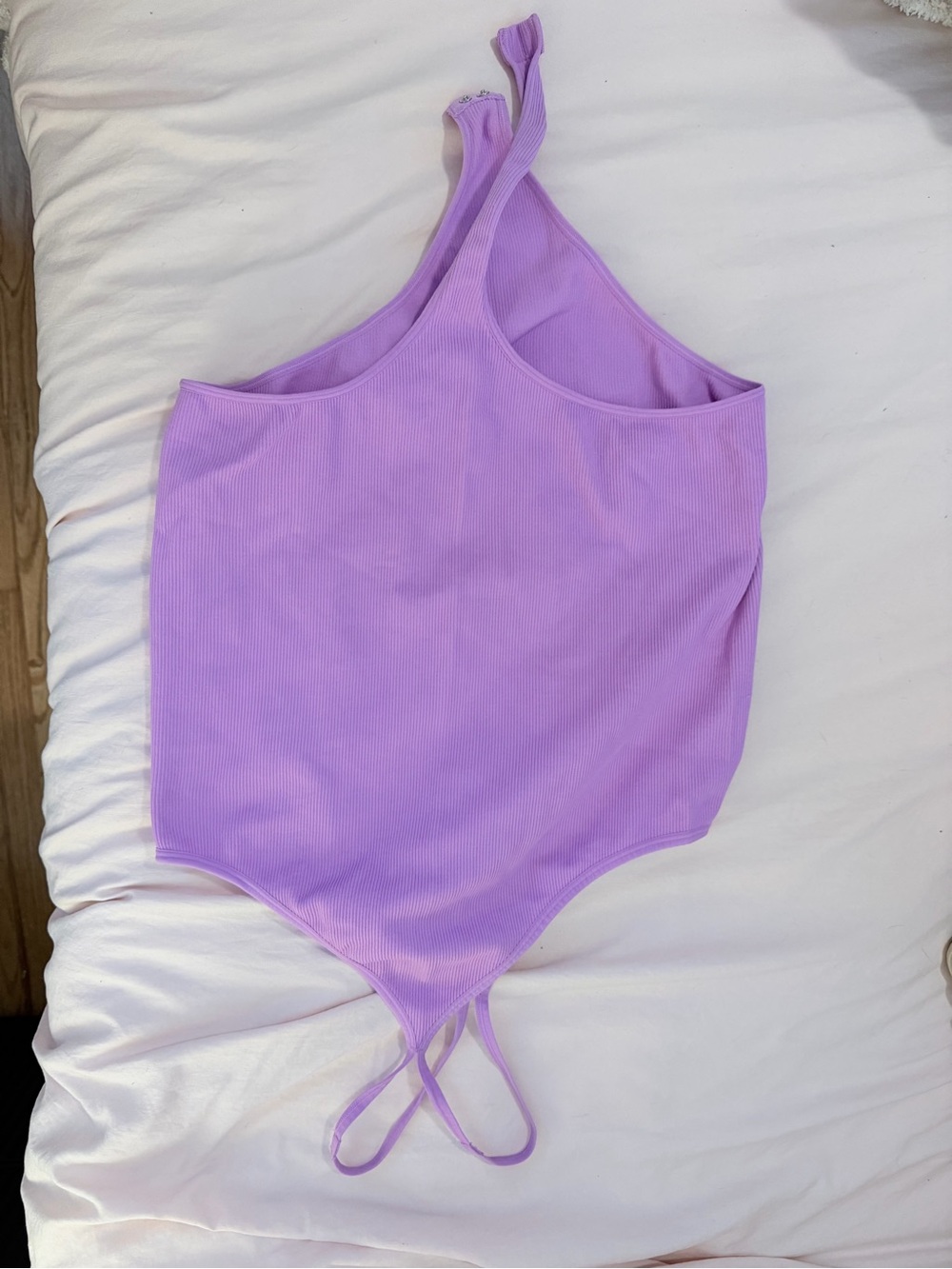 wild fable Lavender Ribbed One-Shoulder Bodysuit